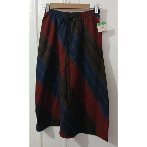 Vintage Copley square UNION MADE womens small ITALIAN WOOL Red blue midi skirt - Picture 1 of 7
